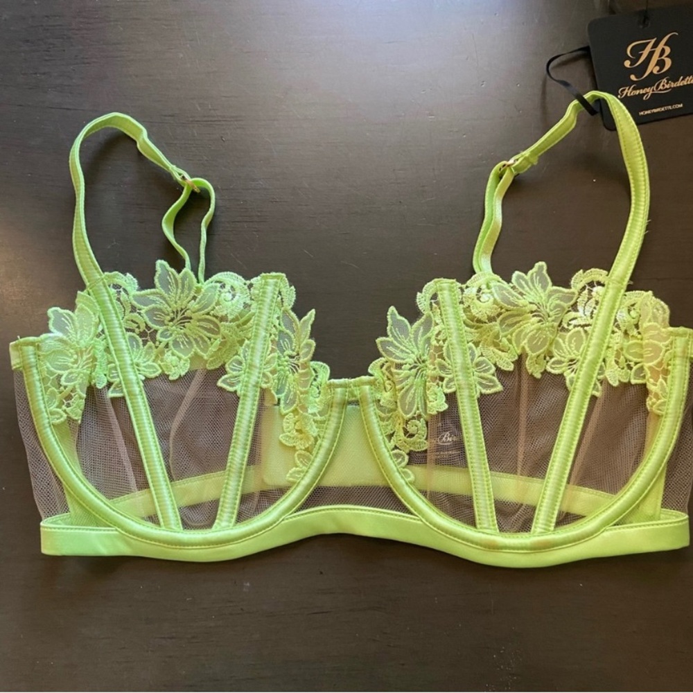 NWT Honey Birdette Amelie Lime Green Bra 32G - Picture 6 of 6